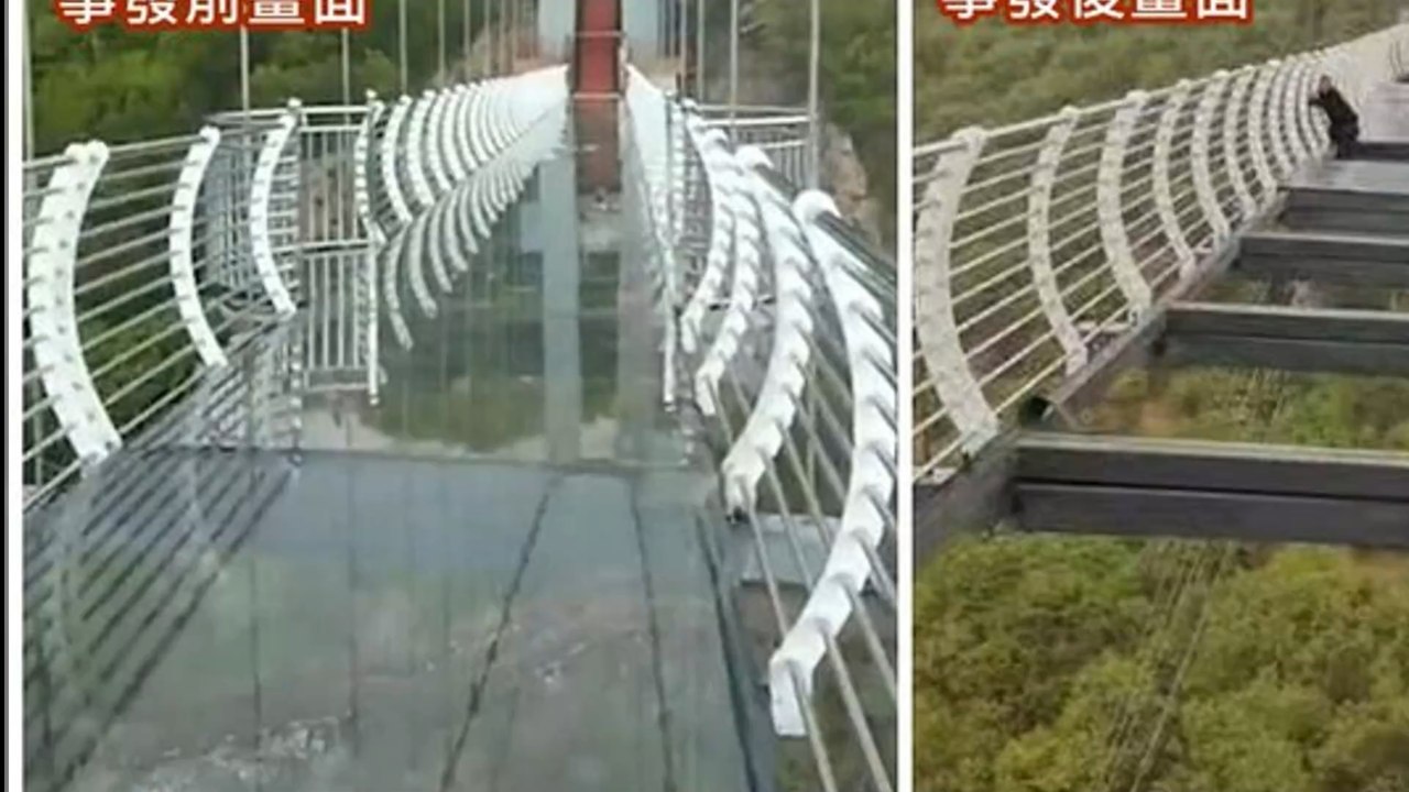 Glasbrücke in China bricht ein: Tourist muss gerettet werden