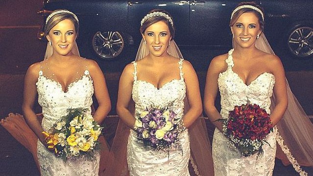 Ces triplées se sont mariées le même jour, dans la même église