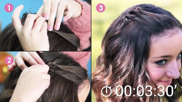 Cette coiffure pour cheveux mi-longs est super simple à faire. Elle est parfaite pour les matins pressés !