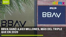 BBVA ganó 4,653 millones, más del triple que en 2020