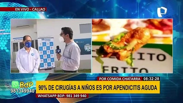 Por comida chatarra : 90% de cirugías a niños es por apendicitis aguda en Hospital Sabogal