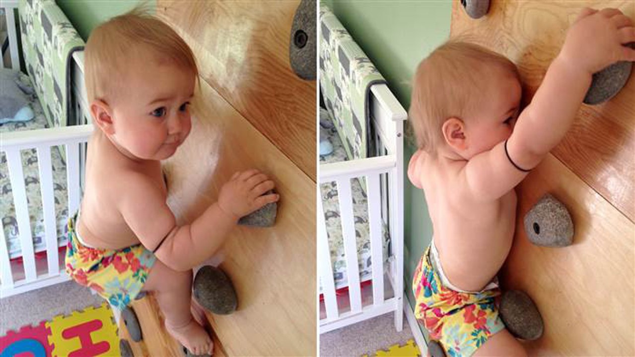 Un bébé de 19 mois escalade un mur de 2m sans protection
