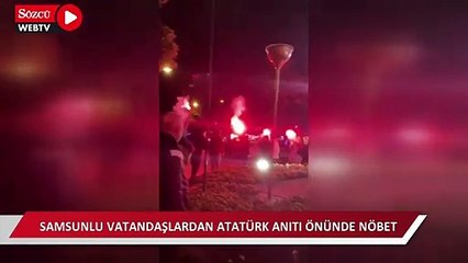 Samsunlular Atatürk anıtının önünde nöbete başladı