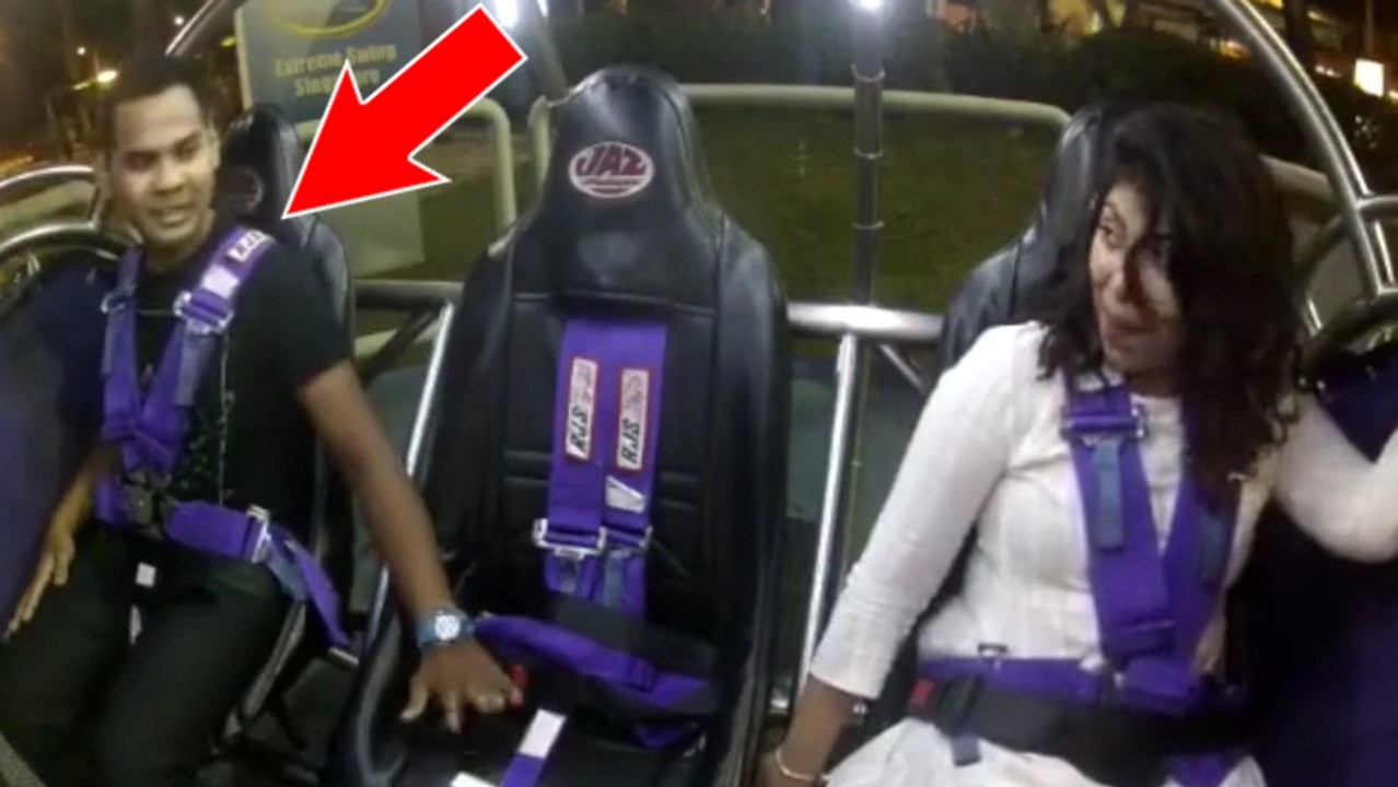 Il voulait rassurer sa copine mais ce mec a la pire des réactions dans une attraction à sensations fortes