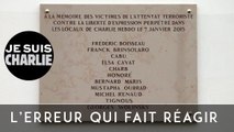 Wolinski mal orthographié sur une plaque commémorative des attaques de Charlie Hebdo