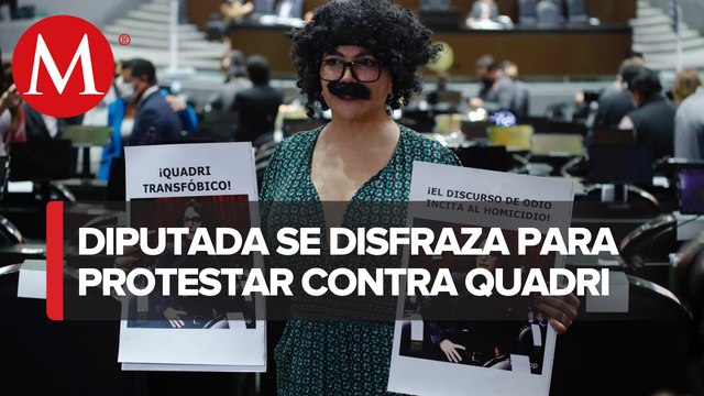 Diputada Salma Luévano se disfraza de Quadri para protestar contra discurso de odio