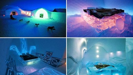 Un hôtel éphémère entièrement fait de glace construit chaque année au Nord de la Suède