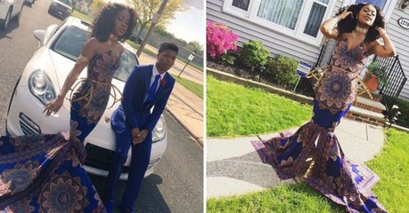 Cette ado fait sensation au bal de promo avec sa robe aux motifs africains