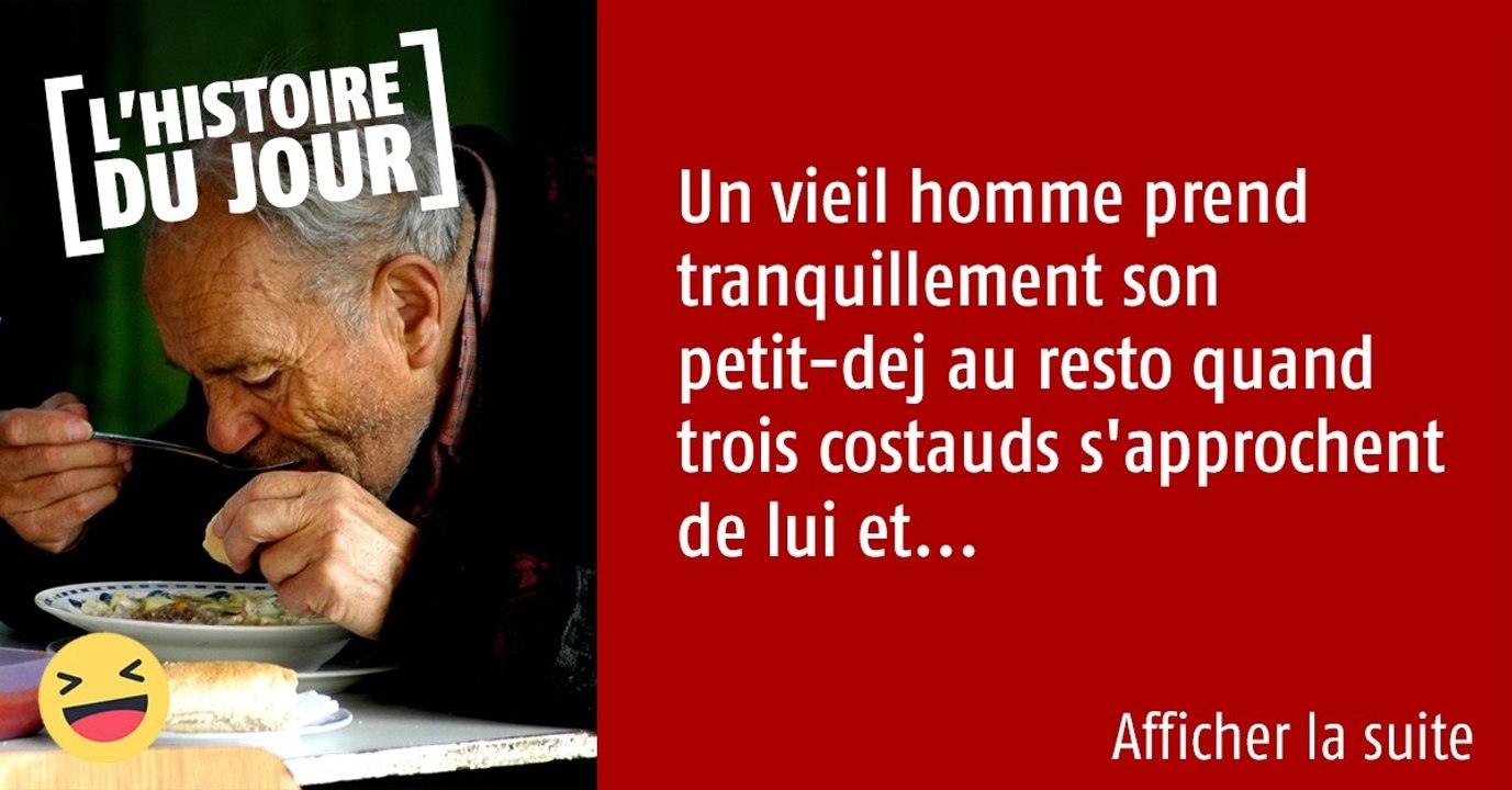 Trois motards embêtent un vieil homme tranquillement installé au restaurant