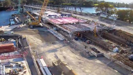 Nowra Bridge project – Bridge half way across the Shoalhaven River