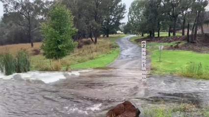 Lake Canobolas overflows on Tuesday
