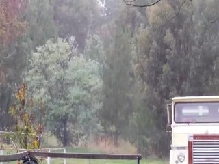 Snow falling around Orange