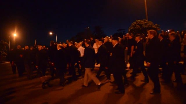 Veterans marched from the RSL club to the cenotaph before the Anzac dawn service at Cleveland
