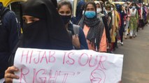 Karnataka Hijab Row: Girls stage protest in Hyderabad