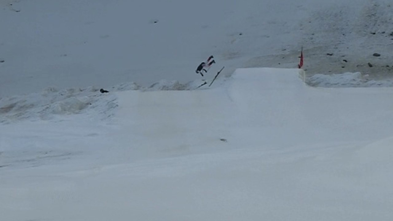 'Skier learns that jumping isn't exactly for short kings *Funny Ski Fail*'