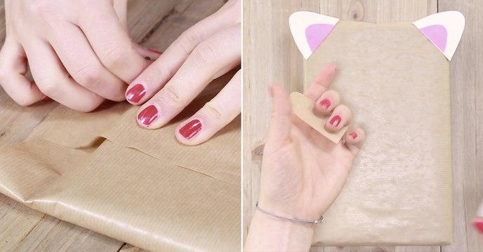 Avec du papier kraft et un peu de colle, vous pouvez réaliser le plus chou des papiers cadeaux !