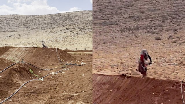 'Dirtbike rider sent flying after hard landing following a jump *Motocross Crash*'