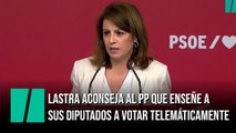 Adriana Lastra aconseja al PP que enseñe a sus diputados a votar telemáticamente