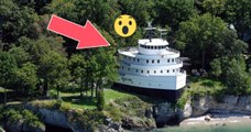 Cette tête de bateau au dessus d'un lac est en fait... une maison !