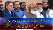 Islamabad: MQM leader Amir Khan and Maulana Fazal ur Rehman talks to the media