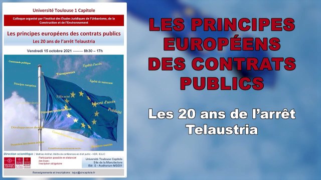Les principes européens des contrats publics : les 20 ans de l’arrêt Telaustria , allocutions d'ouverture, Hugues KENFACK, Président de l’Université Toulouse 1 Capitole_ colloque IEJUC 15 octobre 2021