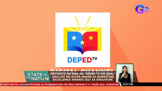 Proyekto ng GMA na DEPED TV on GMA, nag-uwi ng Silver Award sa Marketing Excellence Awards 2021 sa Singapore | SONA