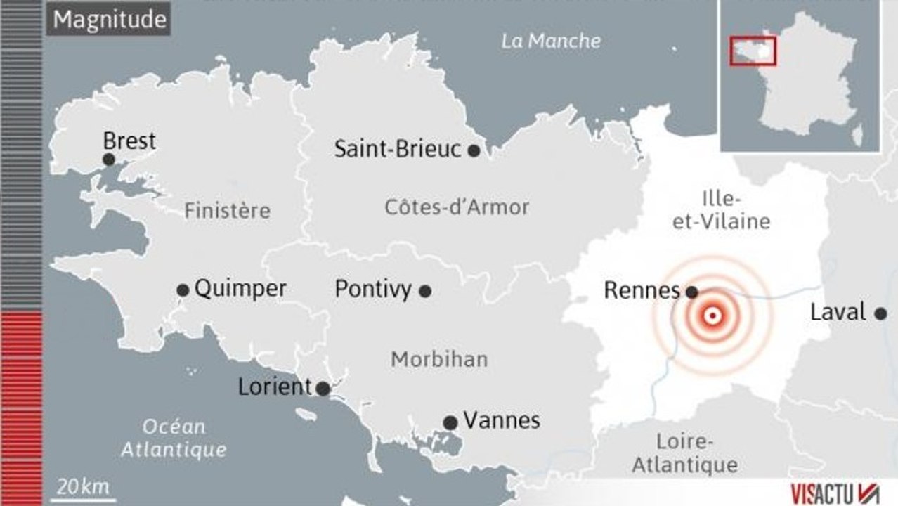 Bretagne : un tremblement de terre de 3,9 sur l'échelle de Richter ressenti à Rennes