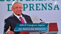 Con 100 pesos, banda y bendiciones, AMLO inaugura cajero del Banco del Bienestar en Tlaxcala