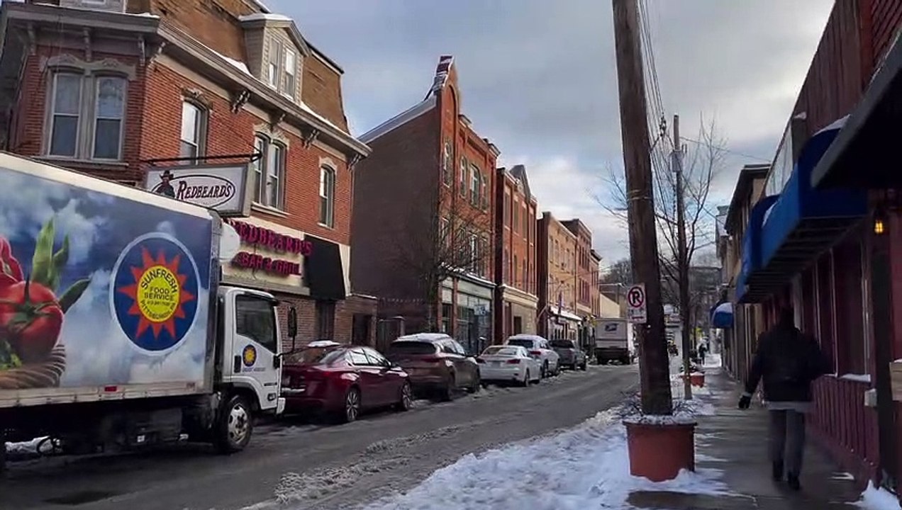 Part 1 Mt.Washington Pittsburgh: Sycamore St, Beam Way,Thorpe Way,Ruth St, Shiloh Street Shops (Snow 2022)
