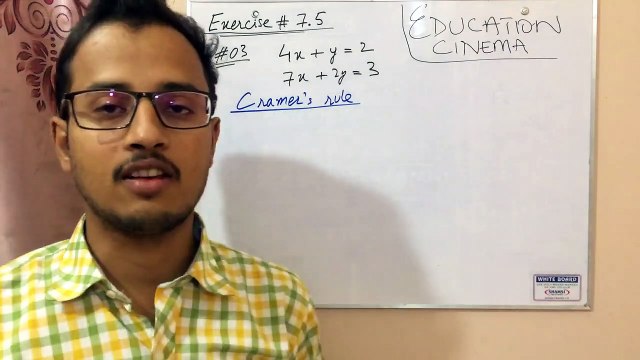 Q#3 of Ex#7.5 by Cramer's Rule _ Sindh Board karachi _ Matrices _ in Hindi_Urdu _ Asad Iqbal