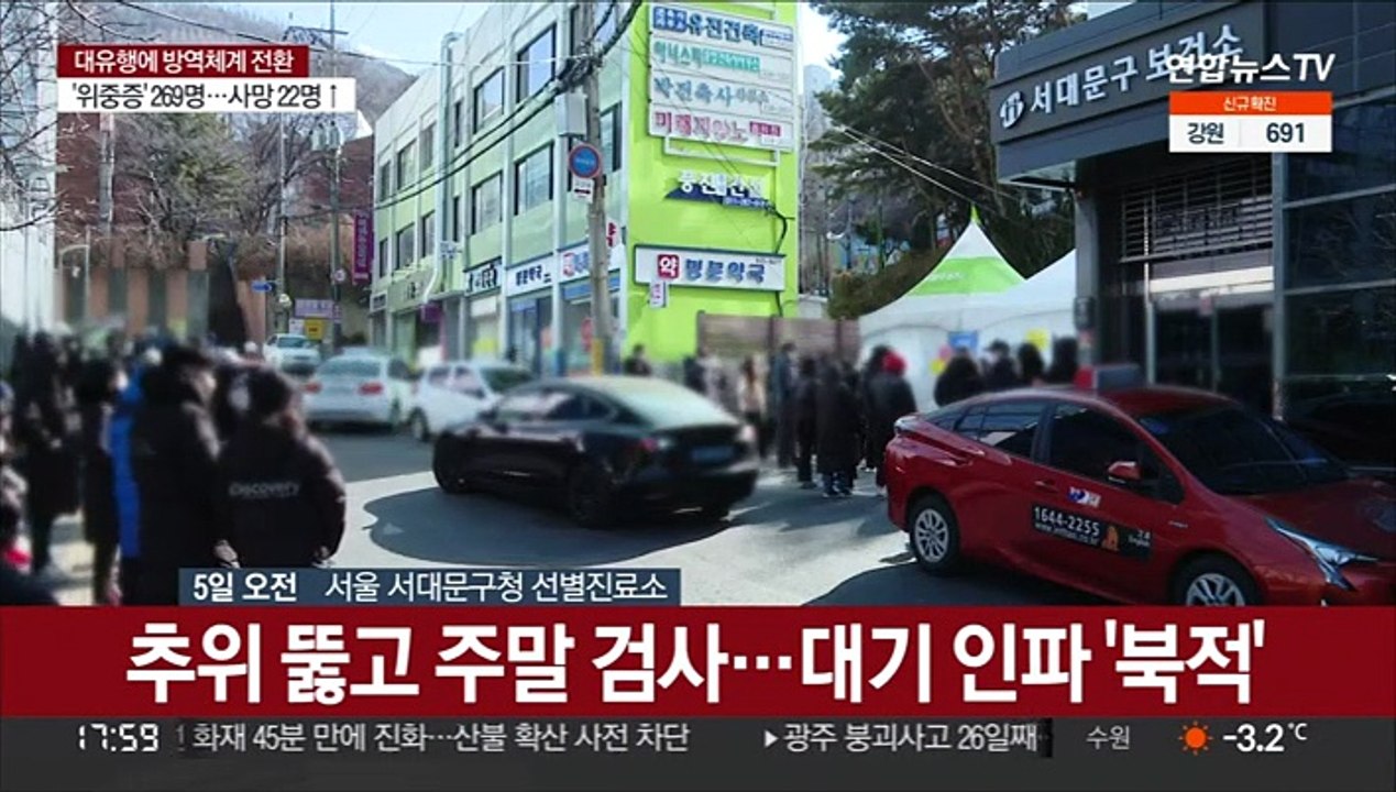 사상 첫 확진 3만명 돌파…한파에도 검사소 '혼잡'