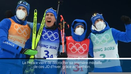 Biathlon - Le relais mixte en argent pour la 1ere médaille française