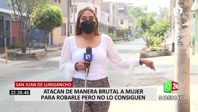 SJL: Ladrones arrastran por el suelo a mujer para robarle, pero vecinos los hacen huir
