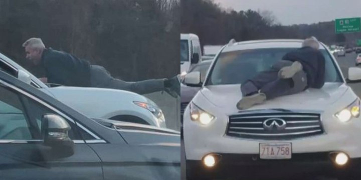Shocking Moment Man Clings Onto 70mph Speeding Car As Road Rage Escalates