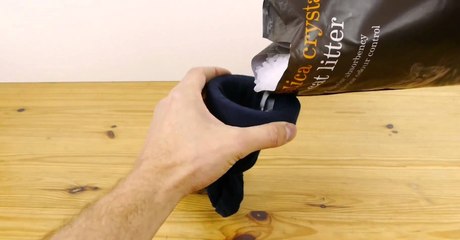 He Stuffs His Socks Full Of Cat Litter For This Brilliant Solution