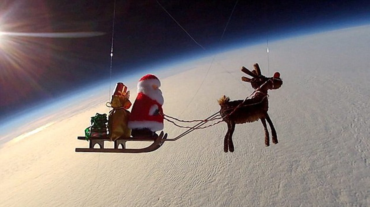 Santa Claus Takes To The Stratosphere To Practice For The Big Night