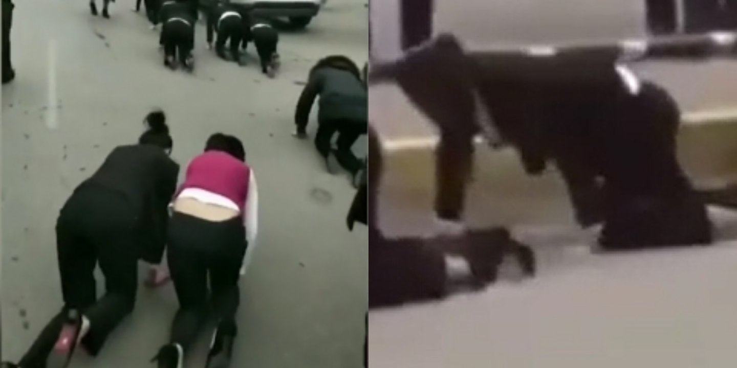 Employees Forced To Crawl On All Fours As Degrading Punishment For Not Hitting Targets In Bizarre Footage