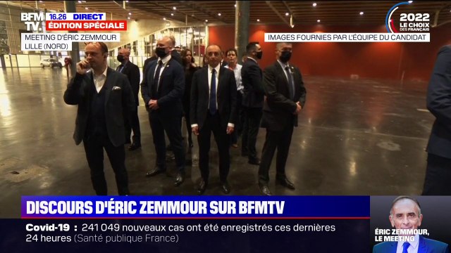 L'entrée d'Éric Zemmour pour son meeting de campagne à Lille