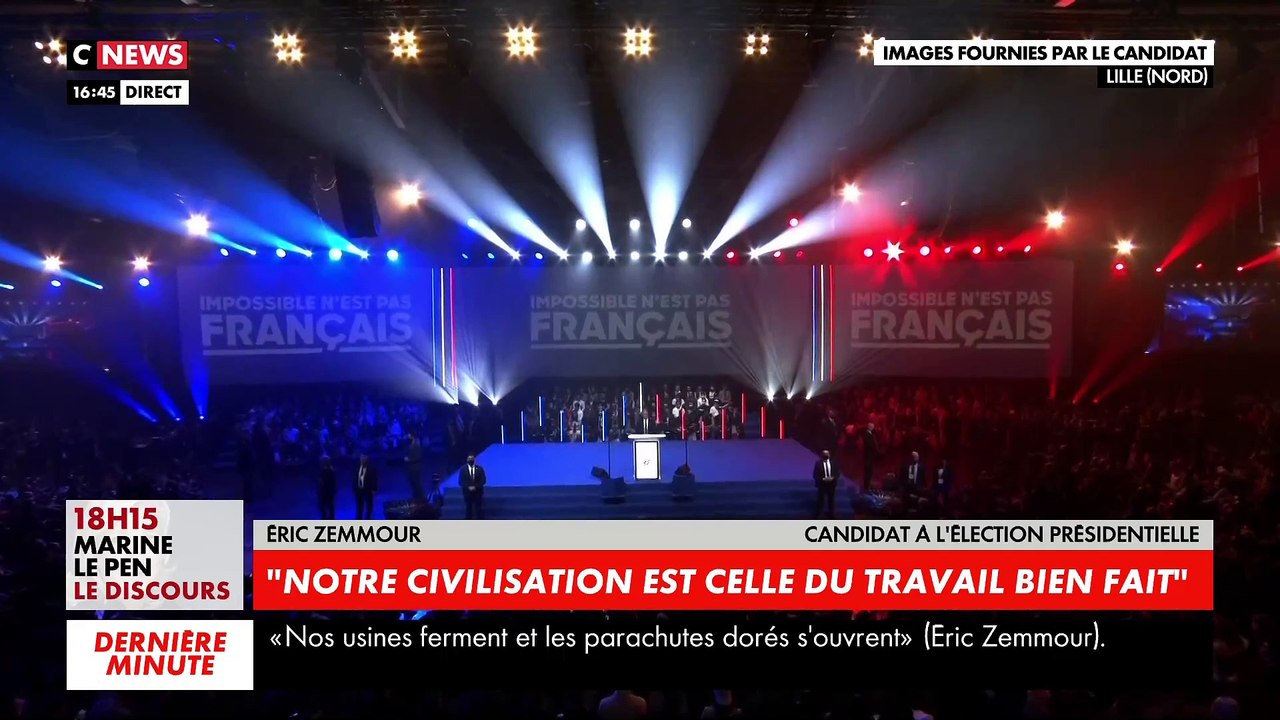 En meeting à Lille, Eric Zemmour se paye Martine Aubry pendant son discours : "Les Lillois ne vous appartiennent pas. Les Lillois sont libres, libres de faire ce qu'ils veulent, libres de penser ce qu'ils veulent"