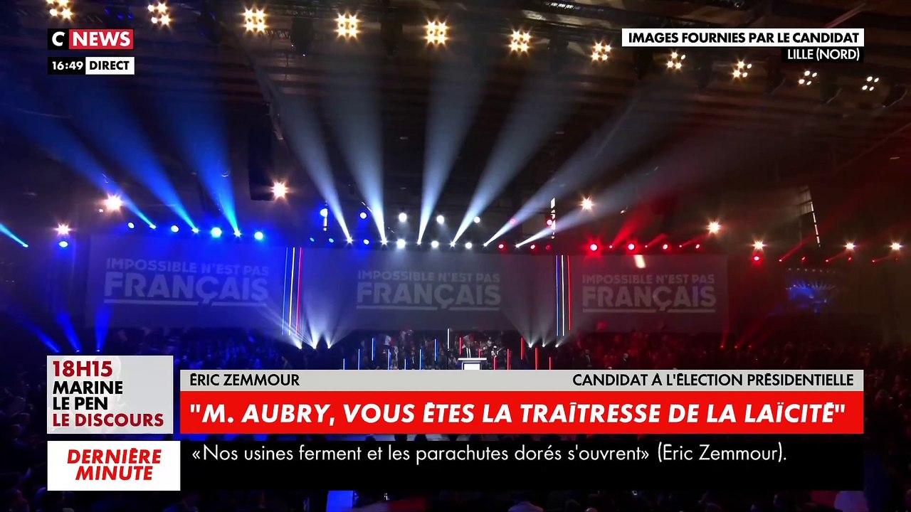 A Lille, Eric Zemmour revient sur le reportage de Zone Interdite sur Roubaix : "On a vu, ce soir là, la France qui s'islamise à grande vitesse, la France qui disparaît sous les yeux des Français"