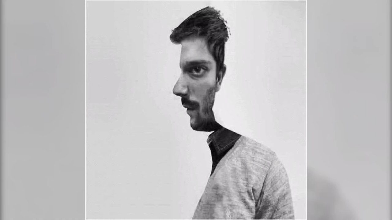 Optical illusion: Is the man in this optical illusion facing you or in profile?