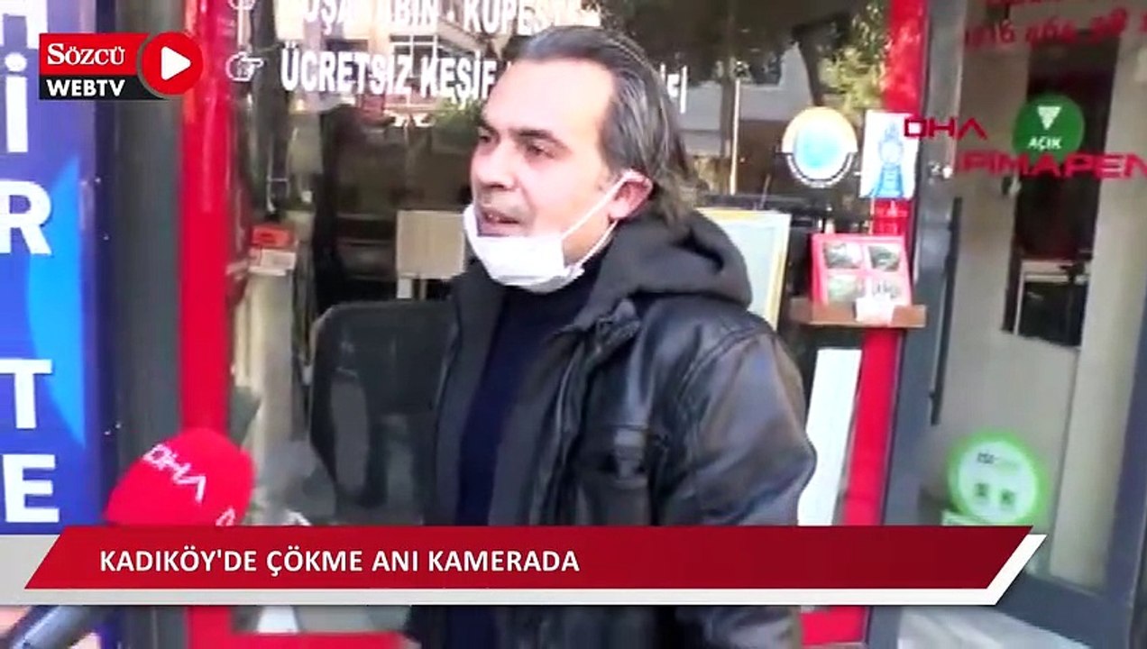 Kadıköy'de çökme anı kamerada: İş yeri sahibi çökme ile birlikte 5 metrelik çukura işte böyle düştü