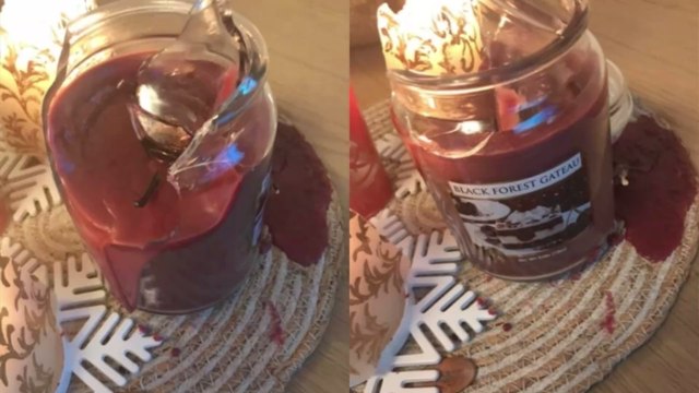 Aldi branded candle explodes and nearly injures woman