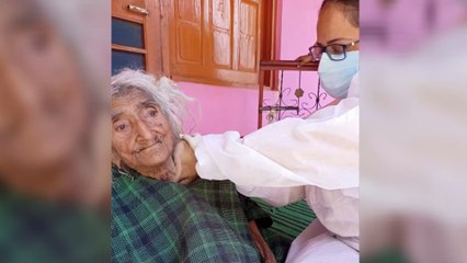 This might be the world's oldest person and she just got her first COVID jab