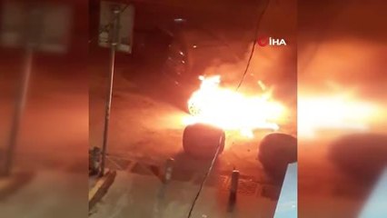 Seyir halindeki araç alev aldı, sürücü kendisini son anda dışarı attı