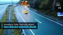 Karadeniz Sahil Yolu; Düşen kayalardan son anda kurtuldu