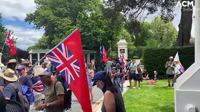 Protesters clash outside Government House, Canberra | February 7, 2022 | Canberra Times
