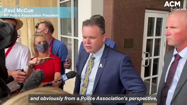 NT Police Association President Paul McCue addresses the media outside court | February 7, 2022 | Katherine Times
