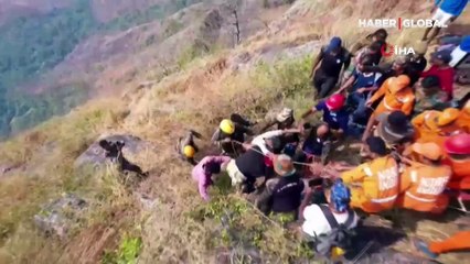 Hindistan’da dağ yamacında 48 saat mahsur kalan genç kurtarıldı