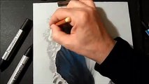 Drawing 3D Crater - How to Draw 3D Crater - Trick Art on Paper